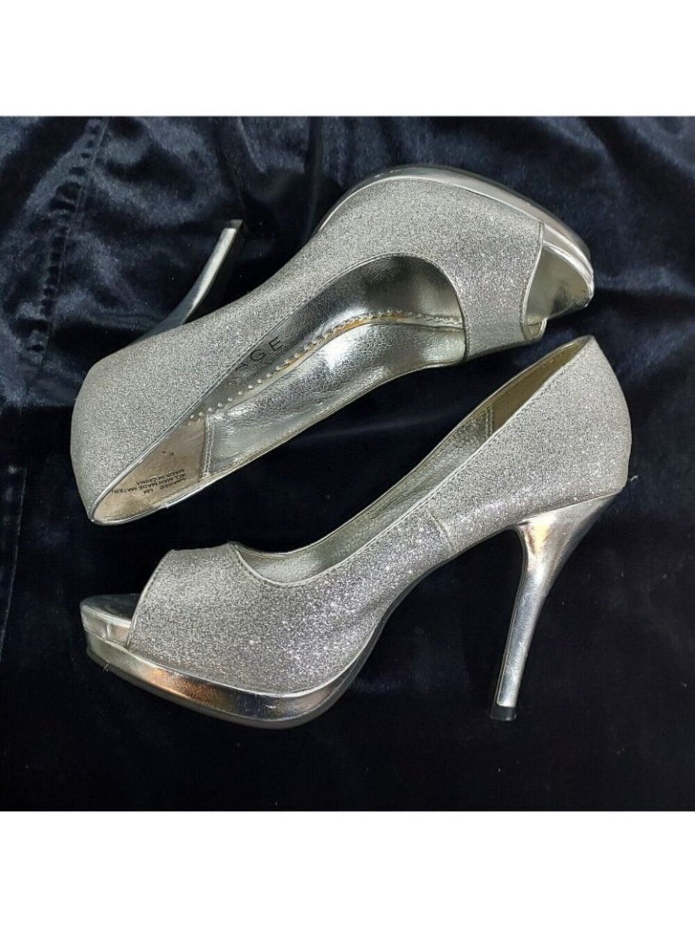Rampage Gracee Glitter Heels Womens Sz M Silver Platform Slip On Pumps - Picture 9 of 12